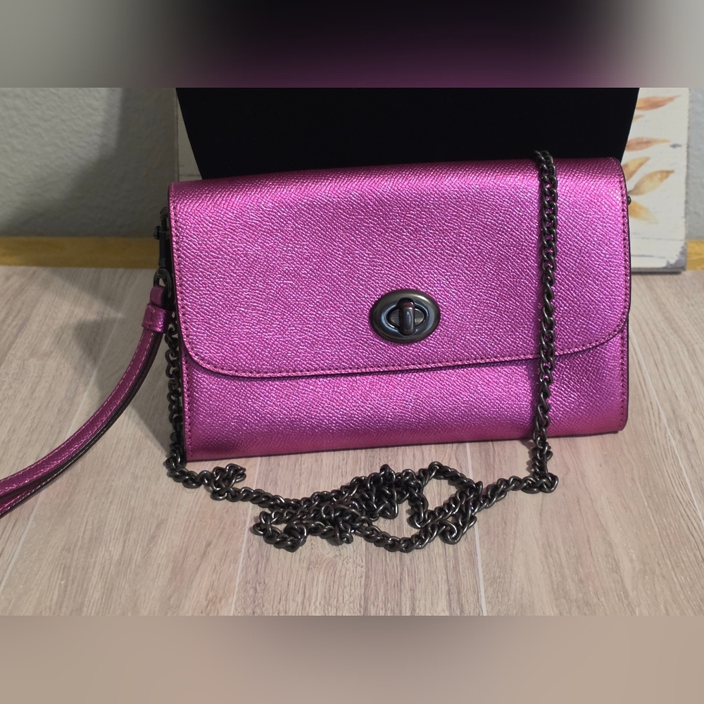 Coach Crossbody Metallic Pink Handbag Purse